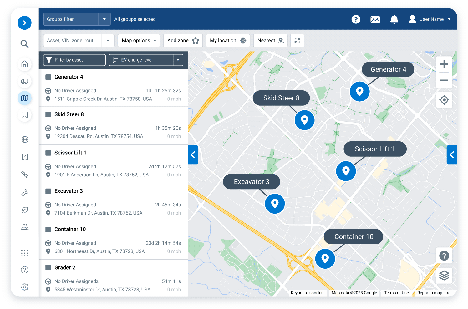 mygeotab-map-lifestyle-mockup-go-anywhere-vehicles-on-map Live vehicle tracking on Geotab map showing asset utilization